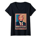 Womens Born In The USA Hair Made In China Trump V-Neck T-Shirt