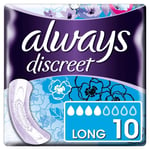 Always Discreet Plus Long Incontinence Pads for Bladder Weakness Pack of 10