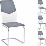 Idimex - Lot de 4 chaises leona, en synthétique blanc et gris