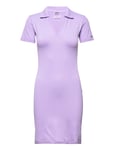 Ribbed Seamless Polo Dress Kort Klänning Purple Aim´n