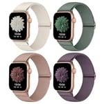 CCnutri 4 Pack Stretchy Nylon Strap Compatible with Apple Watch Straps 42mm(series 3 2 1) 44mm 45mm 46mm 49mm, Adjustable Sport Elastic Bands for iWatch Series 9/8/7/6/5/4/3/2/1/Ultra/Ultra 2/SE