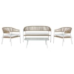 Bordsæt, skrivebord og 2 stole Home ESPRIT Aluminium Krystal syntetisk Rattan 126 x 63 x 67 cm