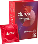 Durex - FEELING EXTRA - 20 Préservatifs Homme Fins Et Extra Lubrifiés