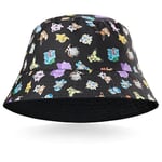 Pokémon Casquette Enfant Garcon Casquette Baseball Chapeau Plage Enfant Ado Garcon Fille Bob Pikachu Protection Soleil Cadeau pour Fan de Accessoires Officiels (Noir Bob)