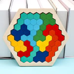 Trähexagonpussel för barn och vuxna - Formmönsterblock Tangram Hjärngymnastikleksak Geometri Logik IQ-spel Pedagogisk present för alla åldrar Utmaning