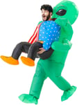 Rafalacy Inflatable Alien Costume for Adult Green Alien Holding Human Costume F