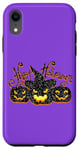 Coque pour iPhone XR Citrouille noire Happy Halloween Witch Pumpkin