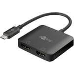 goobay 60173 Adaptateur USB C vers HDMI/Distributeur USB 4K @ 60Hz pour Ordinateur Portable vers 2 écrans/Hub HDMI 2 Ports 32,4 Gbits/Station d'accueil HDMI/Noir