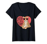 Womens Cheetahs Are My Valentine Cute Cheetah Valentines Day V-Neck T-Shirt