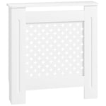 HOMCOM Couvercle de radiateur, cache radiateur, grille croisée, étagère supérieure, pour salon, chambre à coucher, couloir, en bois, 78 x 19 x 82 cm, blanc