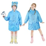 Vicloon Enfants Poncho Pluie, Poncho de Pluie Imperméable, Veste de Pluie avec Capuchon Boutons, Garçons Filles Poncho de Pluie Léger, Vestes de Pluie Réutilisable pour Camping/Voyage/Randonnée