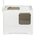 Haloyo - Maison de Toilette Chat, Meuble Litière Chat,WC toilettes pour chats,bac à litière avec pelle, blanc