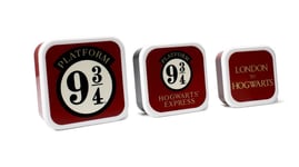 HARRY POTTER PLATFORM 9 3/4 SET OF THREE PLASTIC LUNCH BOXES SANDWICH PICNIC BOX