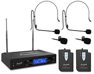 Audibax Missouri 2500 - Système de Microphones sans Fil VHF Double-Cravate - Microphones sans Fil Madonna Fréquence-À - Indicateurs du Système RF/AF - Sortie XLR Connecteurs et des Auxiliaires