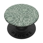 Marigold Blooms: Modern Floral Line Art in Sage Green PopSockets Swappable PopGrip
