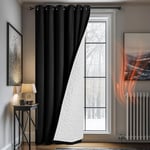 Deconovo Lot de 1 Rideau avec Voilage, Rideau Occultant Isolant Thermique Anti Froid, pour Salon et Chambre, 200×280 CM (Largeur x Hauteur), Noir