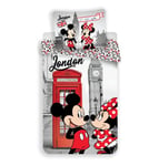 Mickey et Minnie London - Parure de Lit Enfant - Housse de Couette 140 x 200 cm