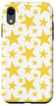 iPhone XR Yellow Stars Pattern on White Background Case