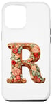 Coque pour iPhone 12 Pro Max Monogrammed Christmas Floral Initial R Gingerbread Letter R