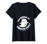 Womens Thyroid Cancer Free Survivor Halloween Cute Ghost Girl Gift V-Neck T-Shirt