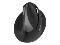 Urban Factory ERGO PRO - Souris - vertical - ergonomique - pour gauchers - 6 boutons - sans fil - Bluetooth 5.0, 2.4 GHz - récepteur sans fil USB - noir