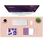 K KNODEL Leather Desk Mat, Office Desk Pad, Large Mouse Pad, Keyboard Mat, Computer and Laptop Mat for Desk, Desk Protecor Mat, Desktop Mat for Writing, Desk Blotter and Cover (90x43cm, Pink)