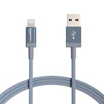 Amazon Basics Câble USB-A vers Lightning en nylon tressé Chargeur certifié MFi pour iPhone Gris foncé 1.8 m Lot de 2
