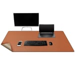 Mydours Tapis de Bureau en liège et Cuir PU, 120x50cm sous-Main Bureau Multifonction, Tapis de Portable en Cuir PU Double Face, Tapis de Souris pour Bureau ou Maison (Marron)