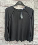 M&S Black Top Shirt Blouse Size: Uk 14