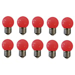 GSC - lot de 10 ampoules led rouge E27 couleur - gros culot - Rouge