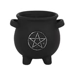 Enchanting Black Terracotta Pentagram Cauldron Plant Pot - 12cm x 13cm (1 Pc) - Unique Design, Great Accent for Magical & Nature Lovers - Perfect Garden Decor