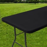 Rektangulär Duks, Vattentät Polyester Elastisk Passande Duks, Passar 6ft Vikbart Bord Camping, Utomhus (svart, 76.20 Cm X 182.88 Cm)  (FMY)