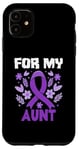 Coque pour iPhone 11 Ruban violet de sensibilisation au lymphome de Hodgkin pour ma tante