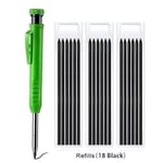 Green Refill 3pcsA Crayon Chantier Crayon de charpentier solide avec fils de recharge et taille-crayon intégré pour trous profonds, marqueur mécanique, outils de travail du bois ""Nipseyteko