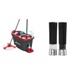 Vileda Turbo Microfibre Mop And Bucket Set, Spin Mop For Cleaning Floors, Set Of 1x Mop And 1x Bucket, Eco Packaging & Tower T80400 Electric Salt and Pepper Mill, Stainless Steel, Black