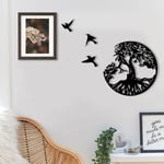 Metalliseinätaide Elämänpuu lintujen kanssa Musta Deco - 28CM/11.02in Tree of Life Wall Art Moderni metalliseinätaide Perhekyltti Metallipuu kodinsisustus