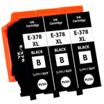 Supply Guy 3 ink cartridges compatible with Epson 378XL Black for Expression Photo XP8000 XP8005 XP8500 XP8500 XP8505 XP8600 XP8600 XP8605 XP15000