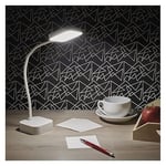 EMOS Emily Lampe de bureau LED rechargeable via USB, durée d'éclairage de 96 h, puissance 2 W, luminosité 100 lm, sans fil, flexible, gradation en continu, câble de charge USB de 1 m, blanc