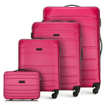 WITTCHEN Valise de Voyage Set de 4 valises Bagages à Main Trousse de Toilette Set de valises en ABS avec 4 roulettes pivotantes Serrure à Combinaison Poignée télescopique Globe Line Rose