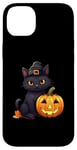 Coque pour iPhone 14 Plus Costume d'Halloween rétro chat citrouille noir automne saison