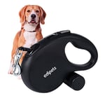 Edipets, Laisse Chien, Enrouleur, Extensible, Rétractable, 5 et 8 Mètres, Laisse Flexible de Dressage et de Promenade, pour Petits, Moyens et Grands Chiens (Noir, 5 Mètres)