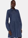 Whistles Winnie Chambray Mini Shirt Dress, Dark Denim