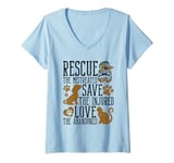 Womens Rescue Save Love, Animal Rescue Dog Cat Lovers V-Neck T-Shirt