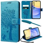 YIRSUR for Samsung Galaxy A15 Case with Screen Protector and Touch Pen, Blue Leather Flip Wallet Case Magnetic Closure Cover with Card Slots and Kickstand for Samsung A15 5G/4G Phone Cover