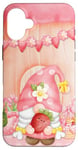 Coque pour iPhone 16 Plus Gnome aux fraises, panier de fruits, champignons et fleurs