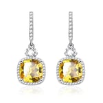 KristLand Miss Captivation Series Womens Elegant Jewelry 18K White Gold Plated Sparkle Square Cubic Zirconia Stone Drop Earrings Weddings Christmas Lever Back Earrings Yellow