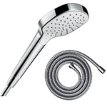 Pommeau de douche HANSGROHE Croma Select E EcoSmart blanc/chromé + flexible de douche 2 m HANSGROHE Metaflex chromé