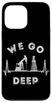 Coque pour iPhone 13 Pro Max We Go Deep Oil Rig Heartbeat EKG Pulse Oilfield Man