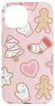 iPhone 15 Pink Christmas Gingerbread Tree, Heart & Star Cute Holiday Case