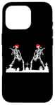 iPhone 16 Pro Skeletons Playing Rock Guitar in Graveyard Wearing Xmas Hats Case